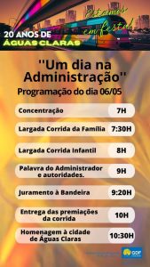 Programação de Aniversário de Águas Claras