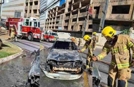 Carro em chamas: incidente em Águas Claras chama atenção dos moradores