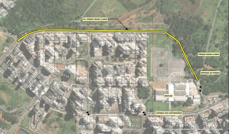 Interdição na Avenida Parque Águas Claras dia 18/07